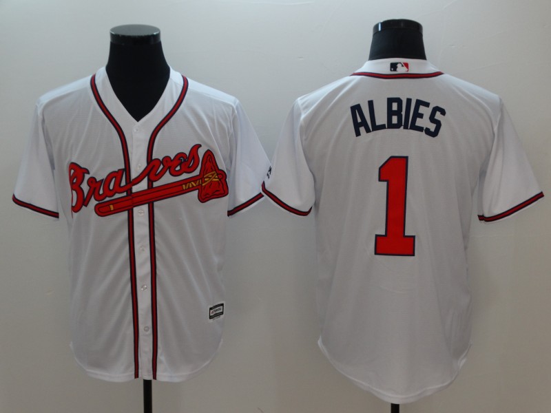 Men Atlanta Braves 1 Albies White Game MLB Jerseys